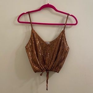 Zara Sequin Crop Top in Copper